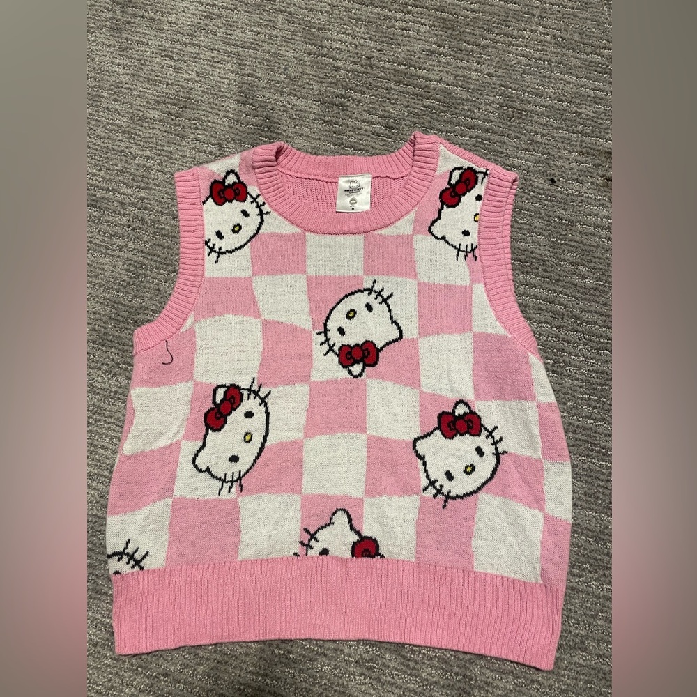 Pink and white checkerboard Hello Kitty tank top
